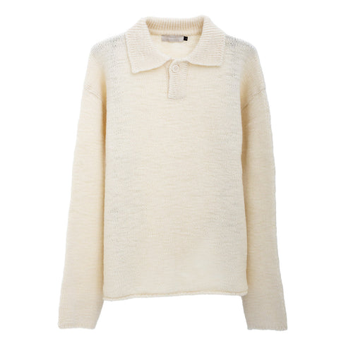 Amomento One Button Collar Knit Ecru AMFWM04KN Degli Uberti